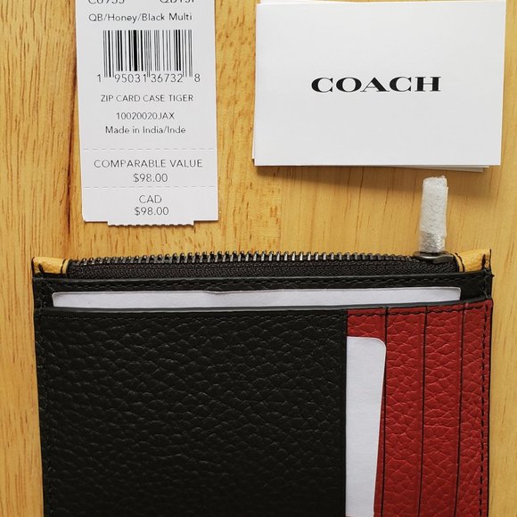 COACH Zip Card Case With Tiger Print - Picture 3 of 5